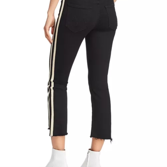 MOTHER Insider Striped Crop Step-Hem Fray Jeans in Guilty Racer - Picture 12 of 13